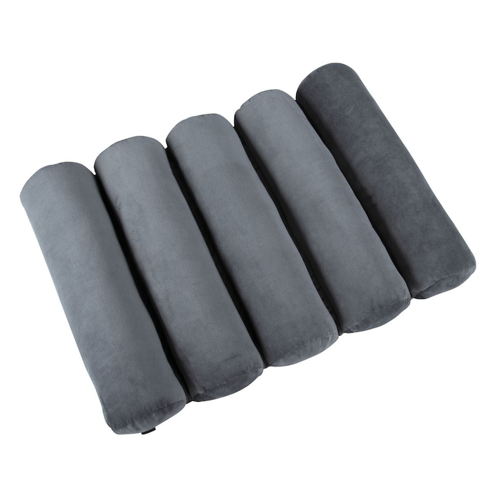 Perna gri catifelata din spuma pentru suport spate - mijloc 3 in 1 57x38cm