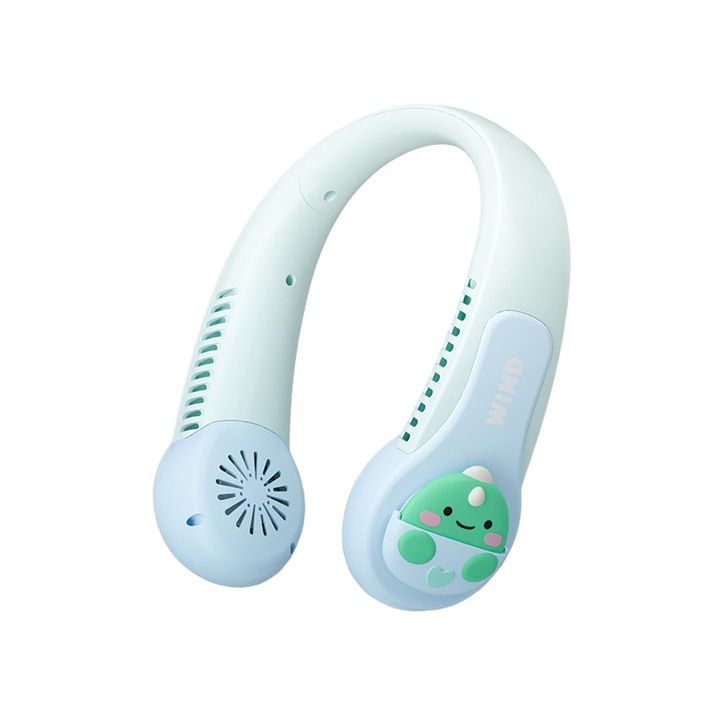 Nyakba akasztható ventilátor, 3 sebességfokozat, 1200 mAh, USB, ABS, Zöld