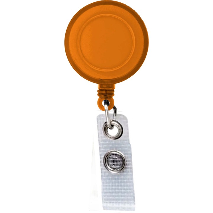 Snur ecuson rola retractabila cu clips curea si bareta ranforsata, portocaliu transparent