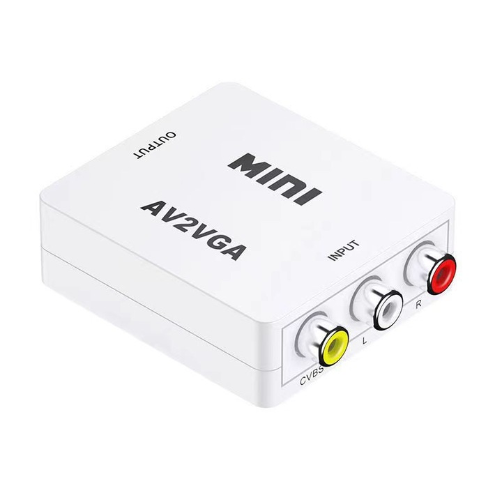 Видео адаптер, AV (RCA) към HDMI, 1080P, стерео видео и аудио, USB интерфейс, plug and play, бял
