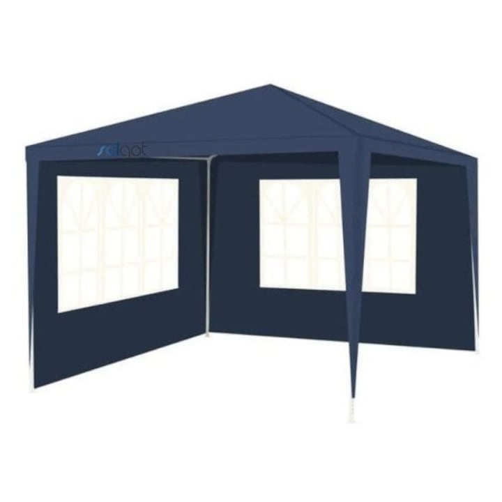 Pavilion Gradina, Selgot, Dimensiune 3x3x2,5 m, Cu 2 Pereti Laterali, Culoare Albastru