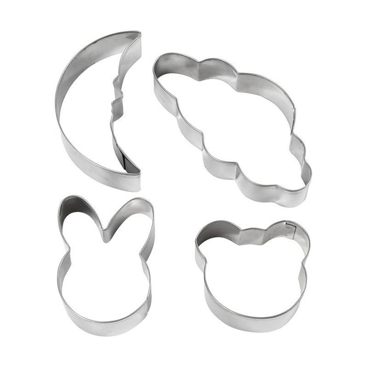 Комплект форми за сладкиши Drew Koupat metallika, 4 теми, 10см