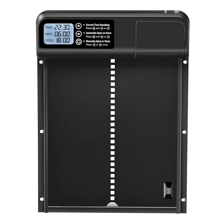 Usa automata pentru cotet de gaini, Dussdote, impermeabila, rezistenta la rugina, neagra