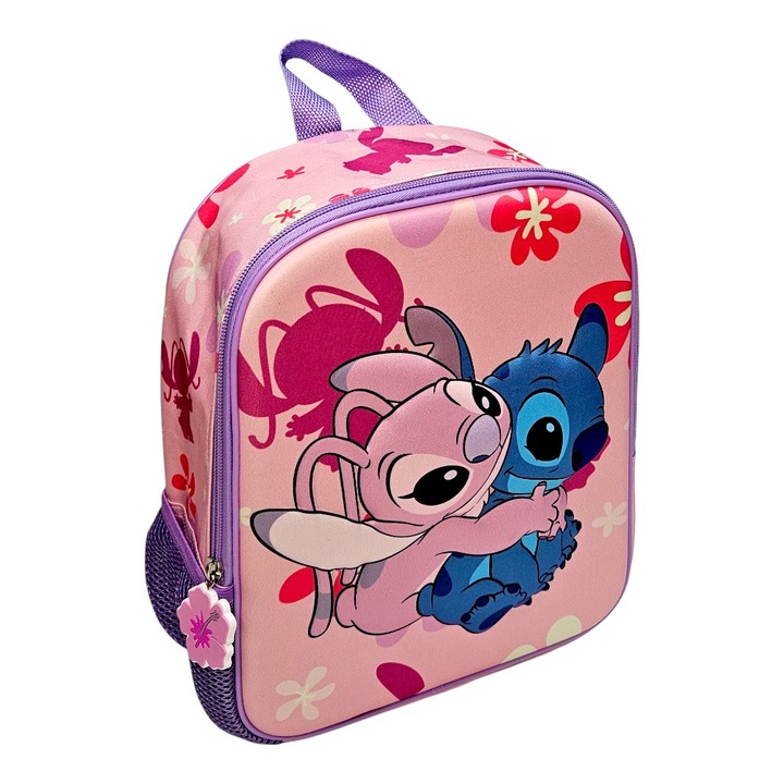 3D ученическа чанта, 30x24x12 см, многоцветна, регулируеми и подплатени презрамки, Happy Stitch, Disney