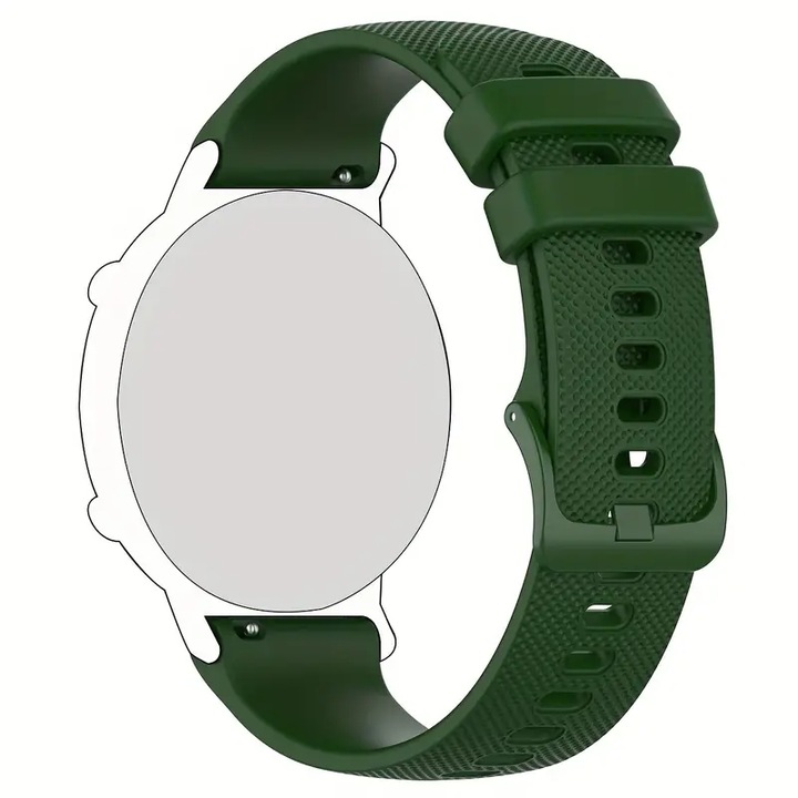Szilikon szíj, rombuszminta, Samsung Galaxy Watch 5/Watch 4/Watch 6 40mm 44mm/Samsung Galaxy Watch 5 Pro 45mm/Galaxy Active 2/Galaxy Watch 3/Galaxy Watch 6 Classic okosórához, 20mm, katonai zöld