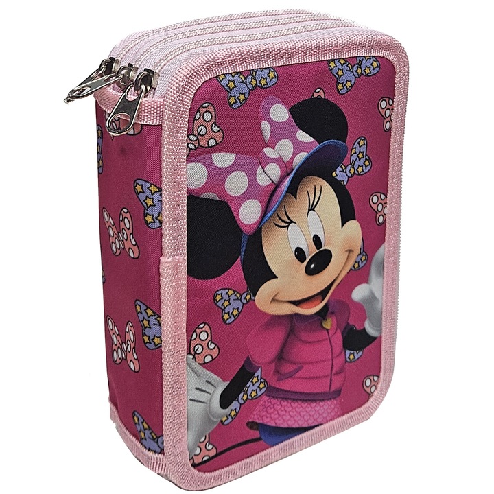 Penar cu trei compartimente, echipat, 43 piese, multicolor, Happy, Minnie Mouse