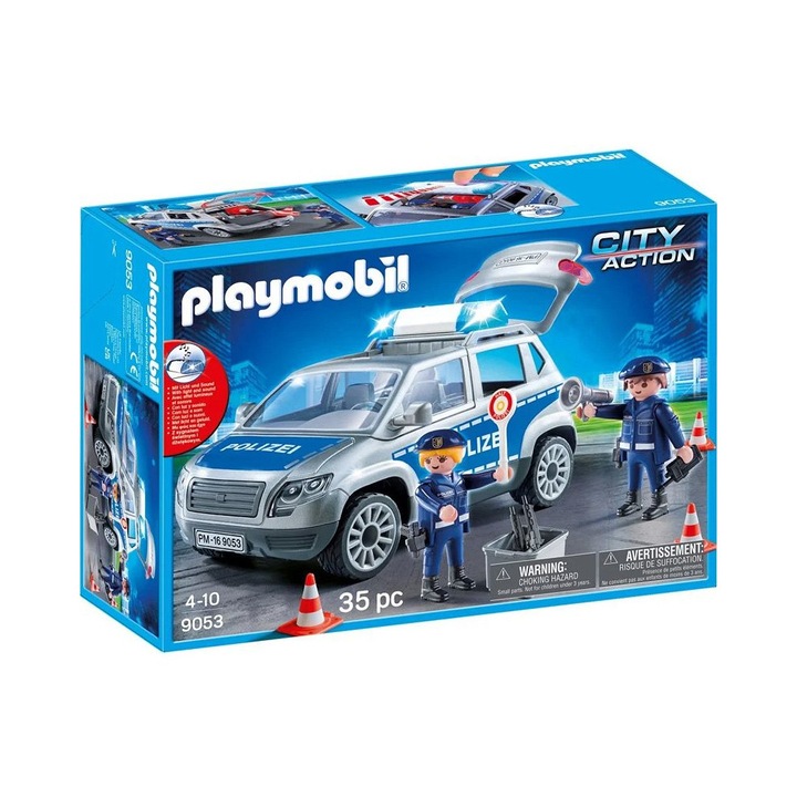 Playmobil City Action készlet, terepjáró rendőrautó, 2 figura, kiegészítők, többszínű, 25x15x12cm