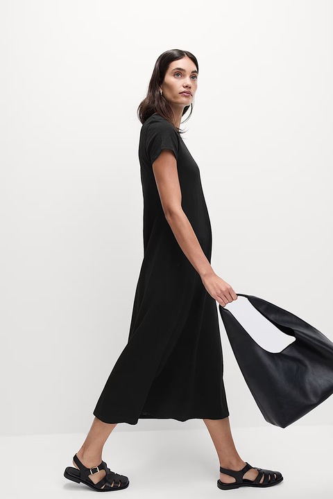 Marks & Spencer, Rochie-tricou midi cu decolteu la baza gatului, Negru