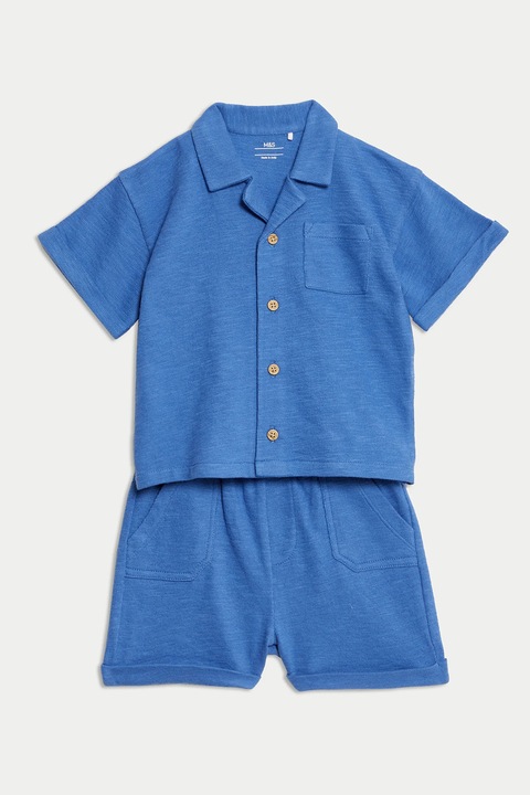 Marks & Spencer, Set de camasa si pantaloni scurti - 2 Piese, Albastru