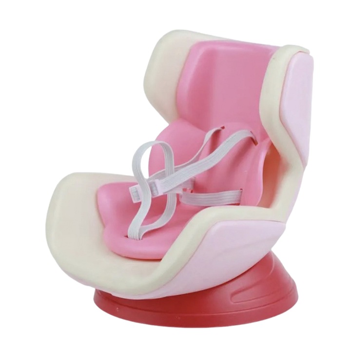 Labubu mini baba autósülés, rózsaszín/fehér, gyerekjáték kiegészítők