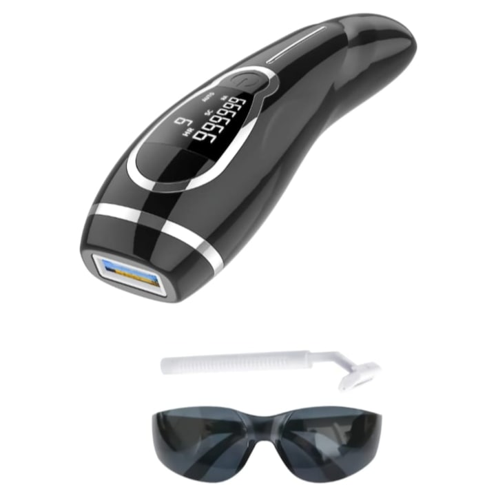 Epilator IPL BHRL-01 pentru Femei si Barbati – Epilare Definitiva, Regenerare Piele, Anti-Acnee – 9 Trepte, Ecran LCD 3 Moduri de utilizare, Negru