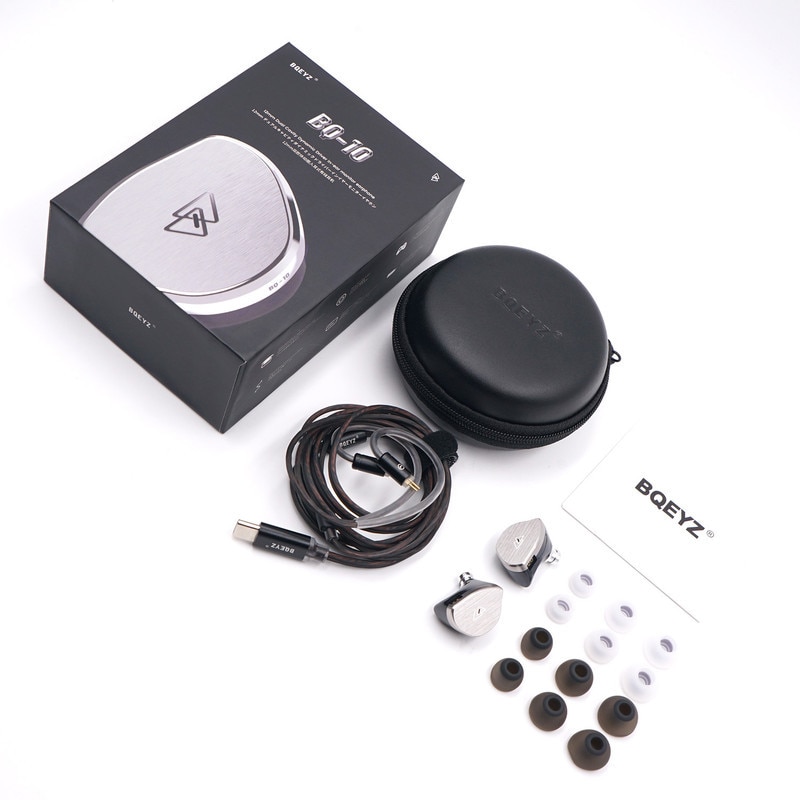 BQEYZ BQ-10 1DD IEM cu fir cu tehnologie hibrida, HiFi dinamic cu cavitate dubla, balans triplu-banda, monitorizare, nivel de intrare, sport, latenta redusa, driver dinamic, OFC, cu fir, anulare a zgomotului, Type-C cu microfon, dispozitive mobile, negru