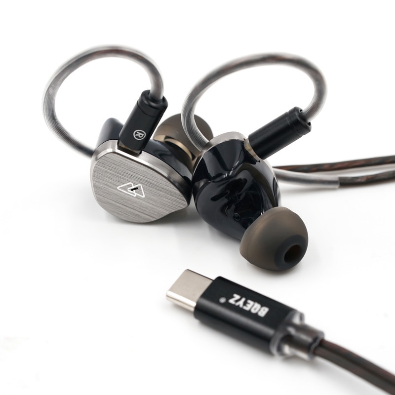 BQEYZ BQ-10 1DD IEM cu fir cu tehnologie hibrida, HiFi dinamic cu cavitate dubla, balans triplu-banda, monitorizare, nivel de intrare, sport, latenta redusa, driver dinamic, OFC, cu fir, anulare a zgomotului, Type-C cu microfon, dispozitive mobile, negru