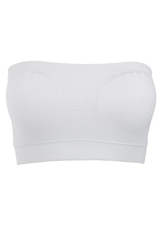 Vékony, fehér, bordázott, bustier felső betétekkel - egy méret