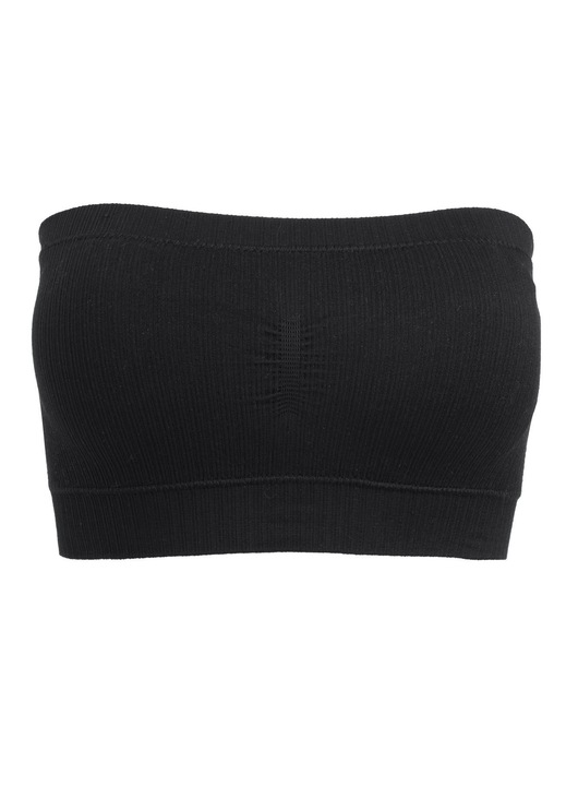 Fekete, vékony, bordázott, bustier felső betétekkel - egy méret