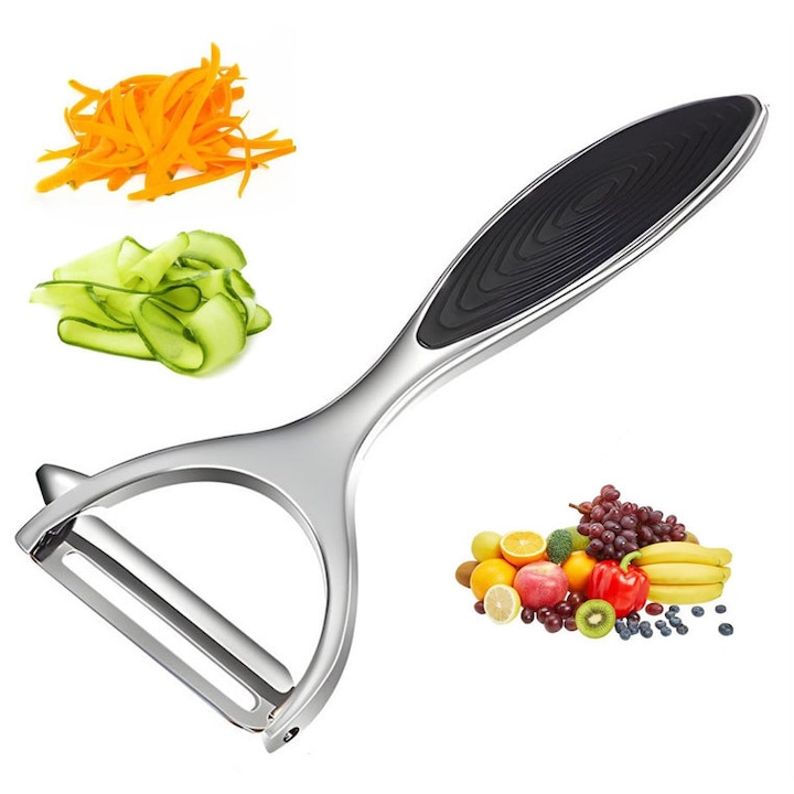 Curatator de legume fructe, ergonomic, metal carbon, 15x5cm
