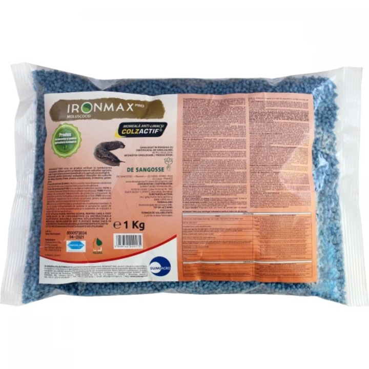 Moluscocid bio utilizat atat pentru culturile conventionale cat si pentru culturile ecologice pentru obtinerea controlului limacsilor si melcilor, IronmaxPro, 1 kg