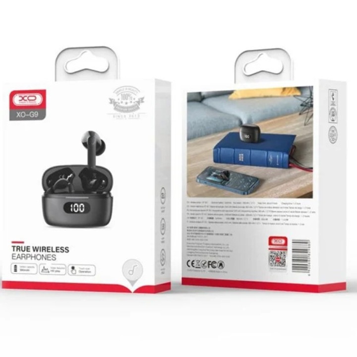 Vezeték nélküli fülhallgató, Bluetooth 5.1, 180 órás készenléti idő, 380 mAh, dupla mikrofon, csengőhang