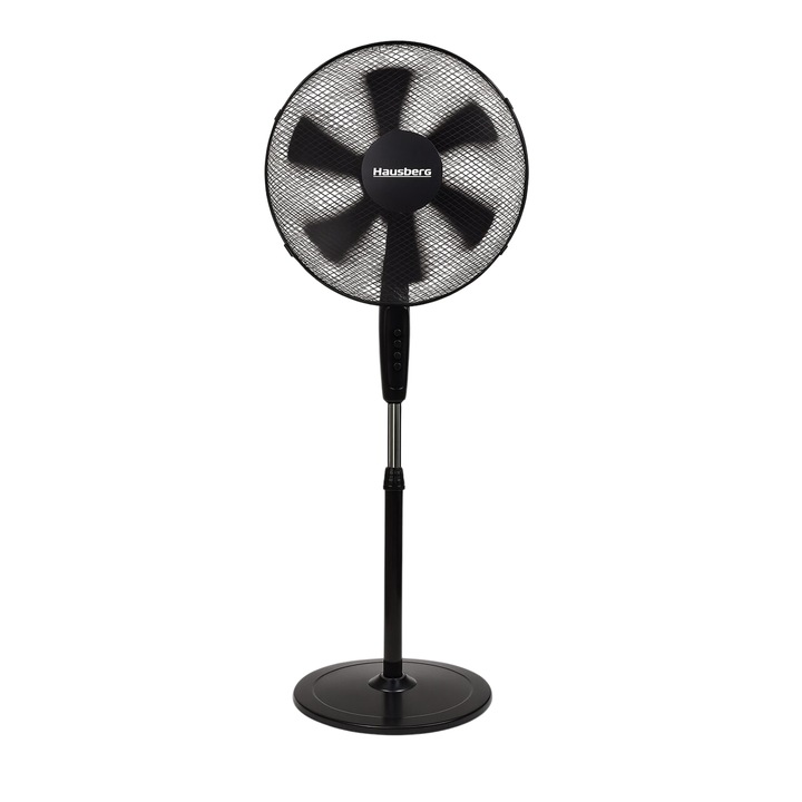Ventilator cu picior 40 cm, timer 1-2 ore, Putere 45 W, Buton cu 3 viteze, control pentru oscilatie, MS STAR, Negru