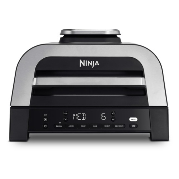 Електрическа скара и фритюрник с горещ въздух Ninja Foodi Smart XL AirGrill DG551EU, 1760 W, Функция фритюрник с горещ въздух, 40°- 260°C, 6 функции, Черен