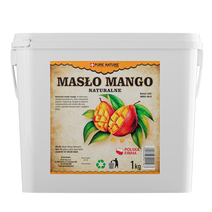 Mangóvaj, Chosa, 100%-ban természetes, hipoallergén, hidegen sajtolt, száraz bőrre, kozmetikai alapanyag, kozmetikai termékek gyártásához, hidratáló hatású, bio, 1kg