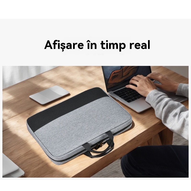 Geanta Laptop Impermeabila cu Protectie 4 Straturi – Compatibila cu MacBook, HP, Dell, Lenovo, Asus, 13.3", Negru
