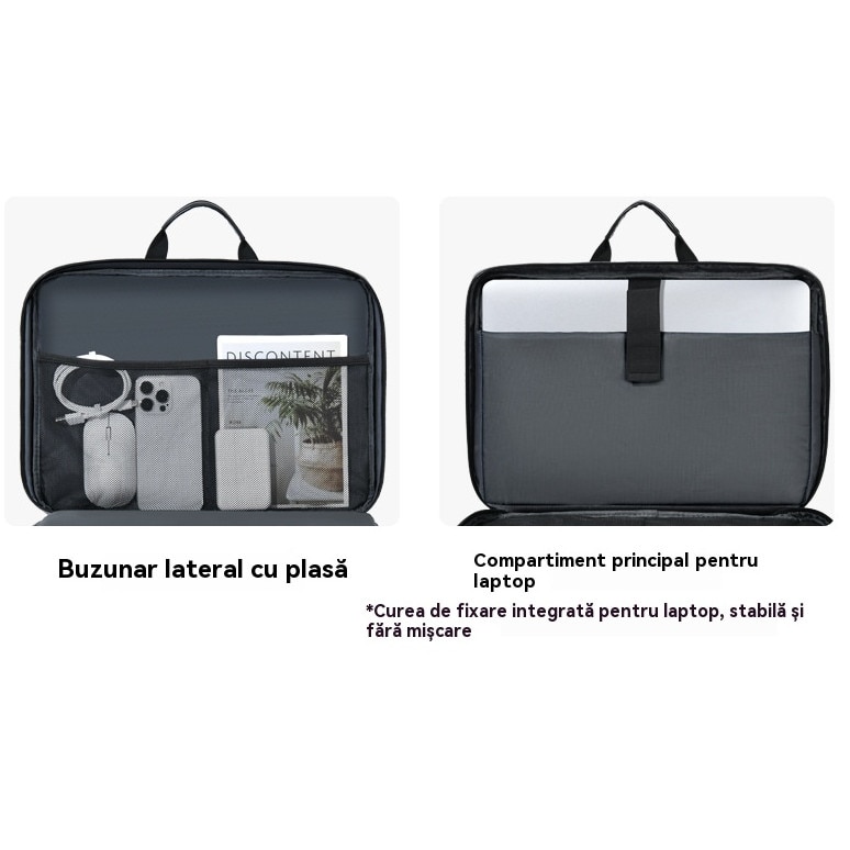 Geanta Laptop Impermeabila cu Protectie 4 Straturi – Compatibila cu MacBook, HP, Dell, Lenovo, Asus, 13.3", Negru