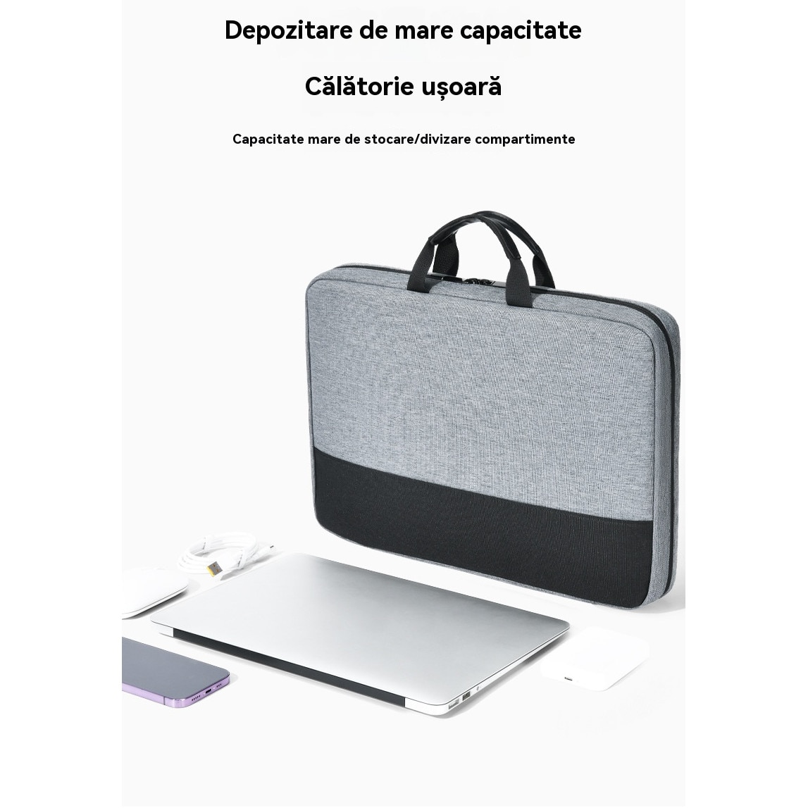 Geanta Laptop Impermeabila cu Protectie 4 Straturi – Compatibila cu MacBook, HP, Dell, Lenovo, Asus, 13.3", Negru