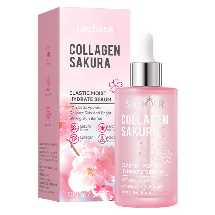 Ser de fata Lecheng, skin renewing, hidratare intensa, ilumineaza si catifeleaza tenul, ajuta la restabilirea barierei protectoare a pielii, cu colagen si glycerin, 100ml