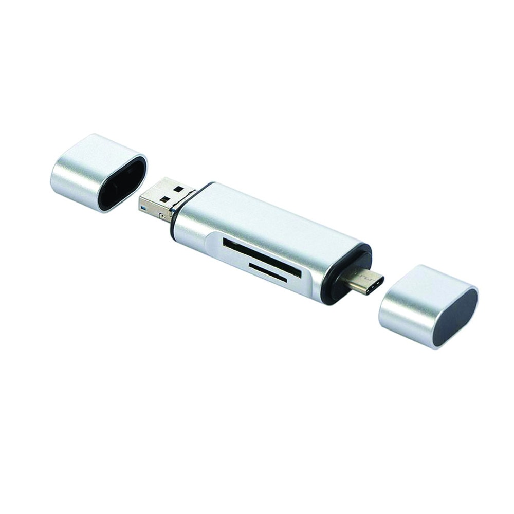 Cititor de card OTG 3in1, Compact, Aluminiu, Micro USB Combo, Type-C, USB Card Reader - Phuture®