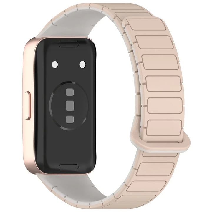 Curea de silicon magnetic pentru ceas Huawei Band 8 / 9 / 10, Best Accessories, bej