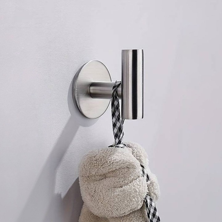 Cuier baie din otel inoxidabil argintiu