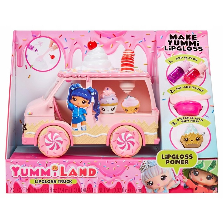 Autobuz pentru papusi MGA Yummiland Lipgloss Truck roz 26x15x21cm
