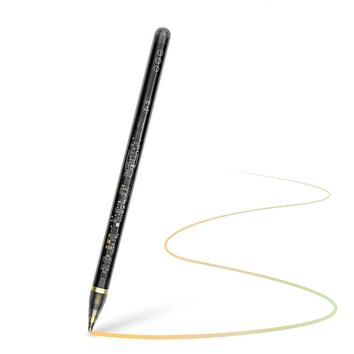 Creion Premium Stylus Pen Capacitive pentru Tableta iPad (2018 - 2023), Desen si Scris, iOS, Negru