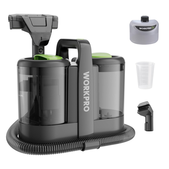 Porszívó, WORKPRO, 450W, 13Kpa, 1,6L, tisztítószerrel, 2 darabos kefefejjel