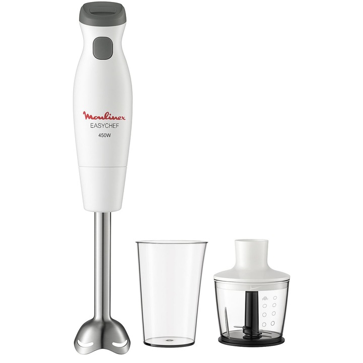 Blender de mână Moulinex Easychef DD45A1, 450 W, 2 viteze, alb, 41x7x10cm