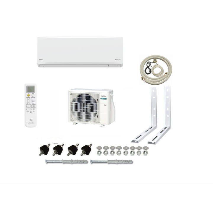 Aparat de aer conditionat Fujitsu ASEH12KNCA / AOEH12KNCA, inverter 12000 Btu, clasa energetica A++, design compact si elegant, kit complet montaj Sun Power Clima