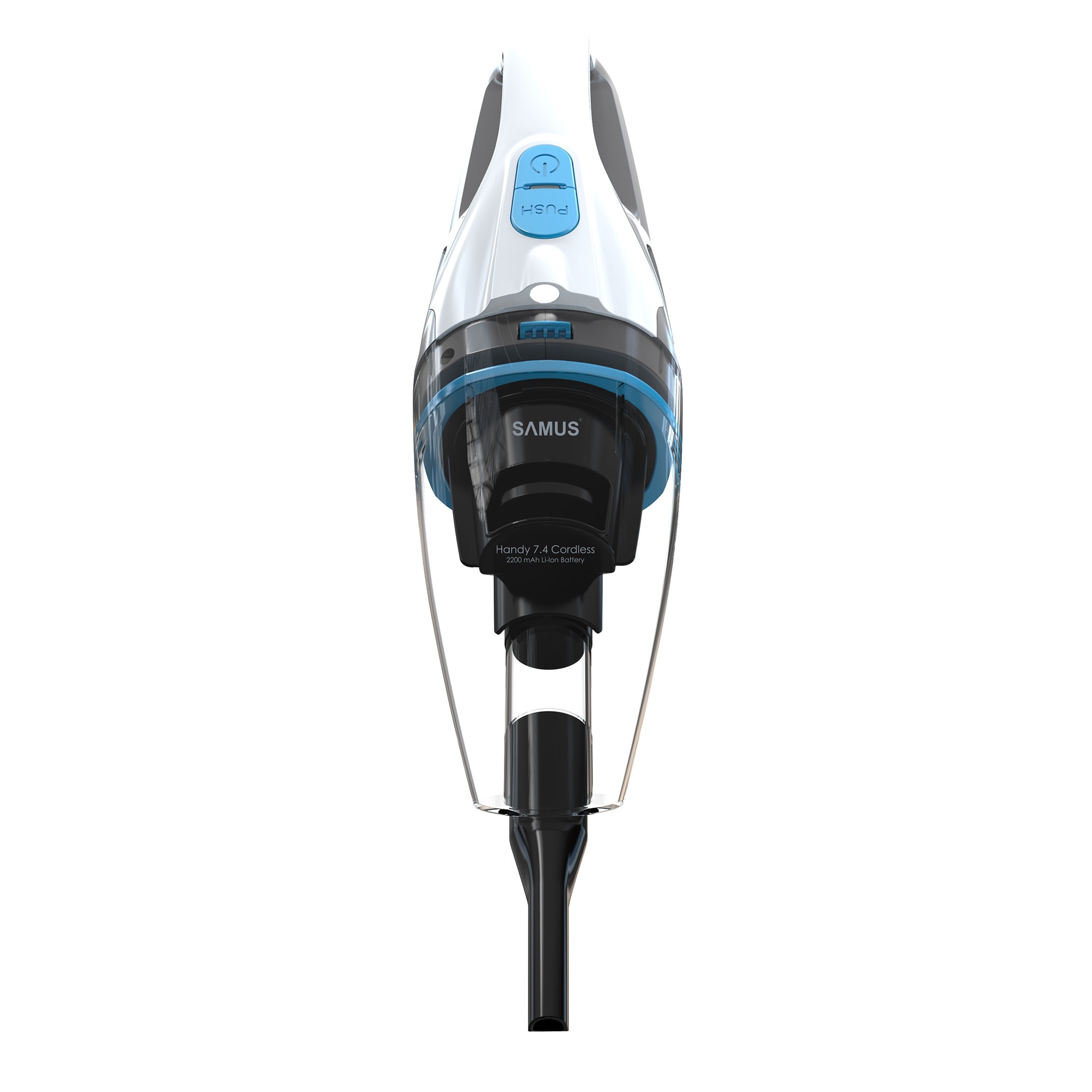 Aspirator de mana Samus Handy 7.4 Cordless, Putere 50W, Putere aspirare 5 Kpa, Aspirare umeda si uscata, Acumulator Li-Ion 7.4 V 2200 mAh, Timp de operare 20 min, Recipient 500 ml