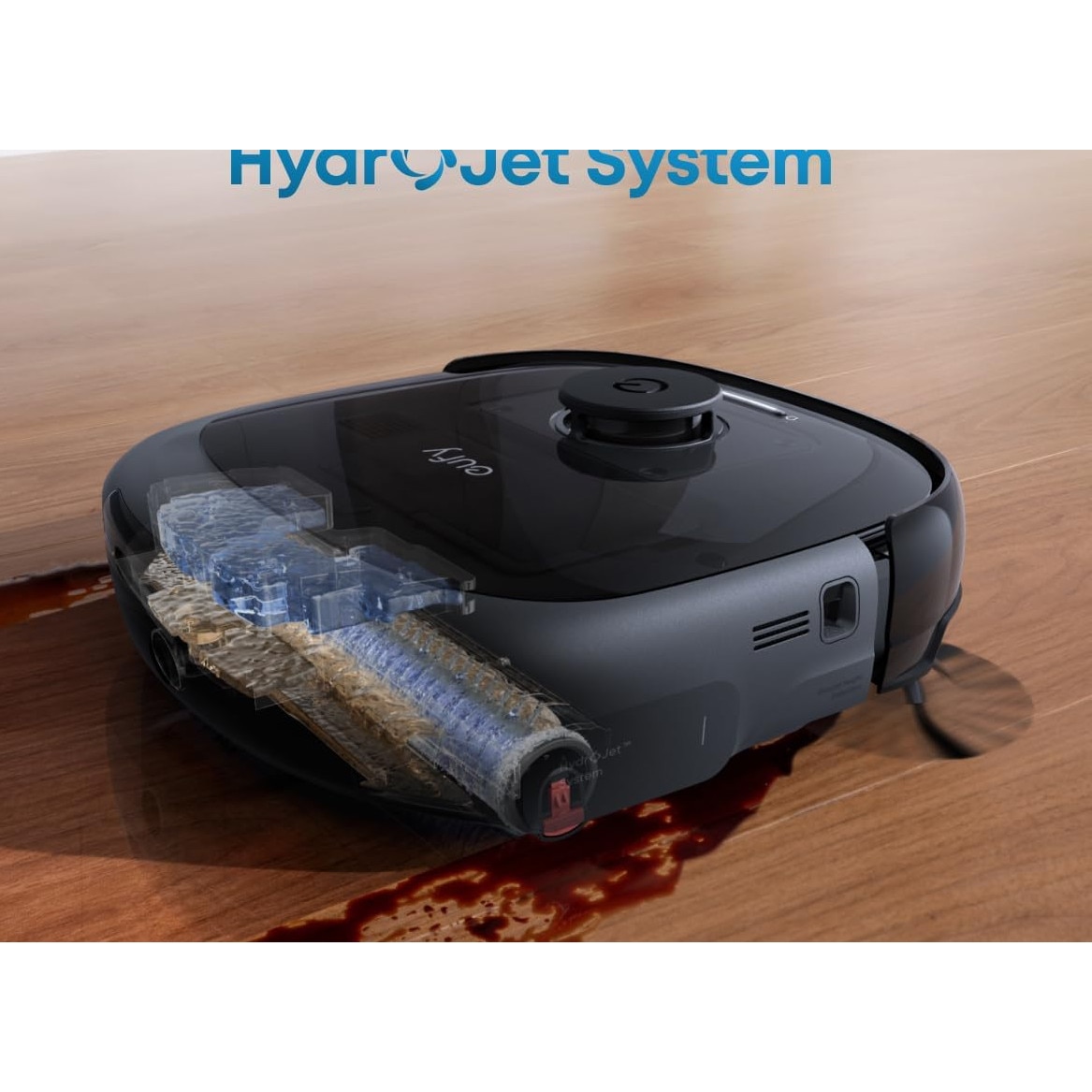 Aspirator robot eufy E25 Omni cu mop, sistem 20,000 Pa, sistem HydroJet, statie All-in-one, Sac de praf de 3L, Rezervor de apa de 2.5L, AI, Control prin aplicatie, Negru