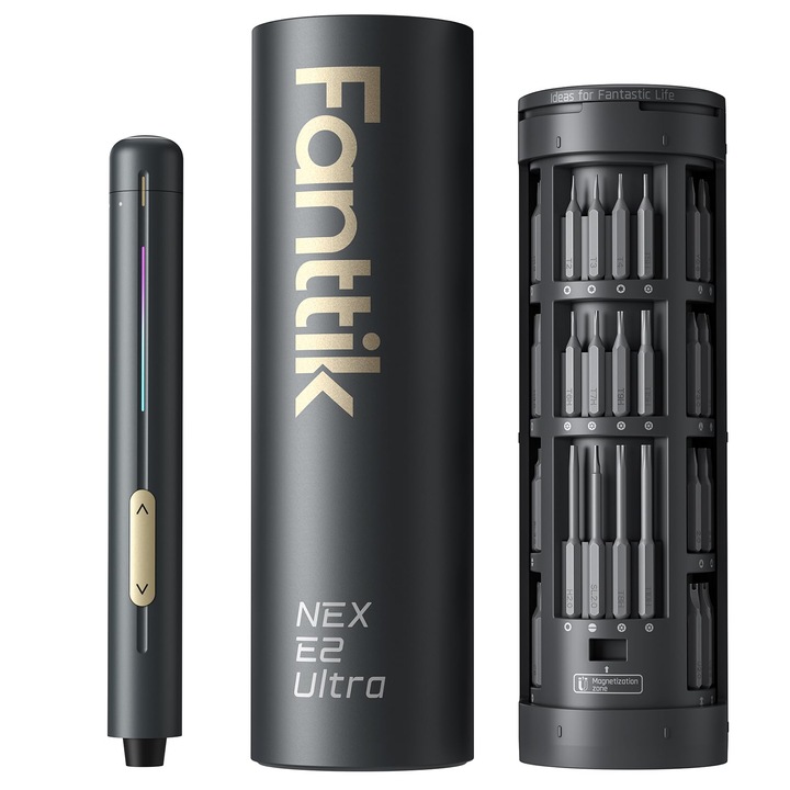 Set de șurubelnițe electrice Fanttik E2 Ultra 3.7V, 50 în 1, magnetice, 5/32 inch