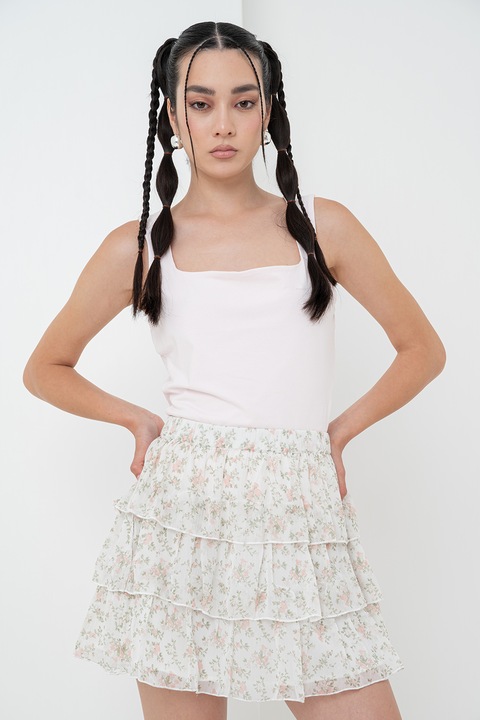 Gina Tricot, Szögletes nyakú organikuspamut tartalmú top, Pasztellrózsaszín