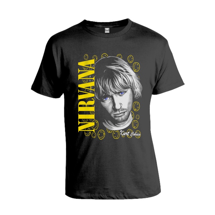Tricou barbati, Nirvana, Kurt Cobain, negru, marime 2XL