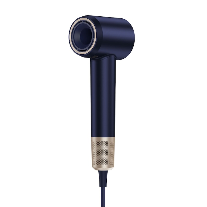 Uscator de par, Laifen Swift Premium, 1600 W, ioni negativi, 2 Trepte de viteza, Inel LED, 3 Trepte de temperatura, Silentios 59 dB, 2 accesorii magnetice, Albastru Auriu