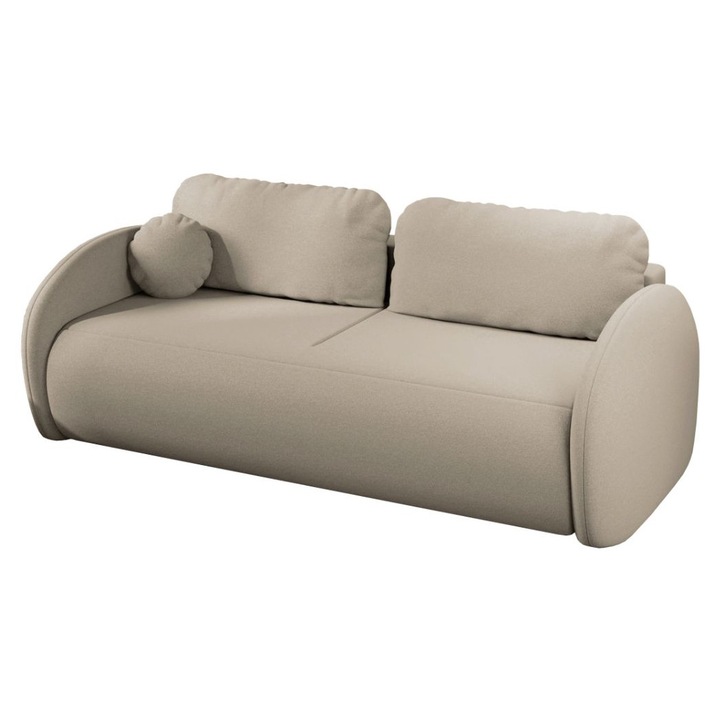 Canapea Etna, extensibila, cu lada depozitare, stofa Havana 24, 218 x 105 x 90 cm, Crem