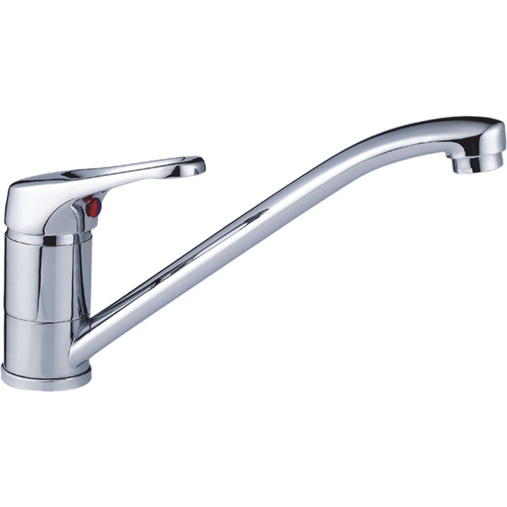 Кухненски смесител La Brocca SIENA P100C501, Едноръкохватков, Дълъг въртящ се чучур, Пестене на вода, Безшумен, Лесен за почистване и монтаж, санитарен месинг, Хромирано покритие