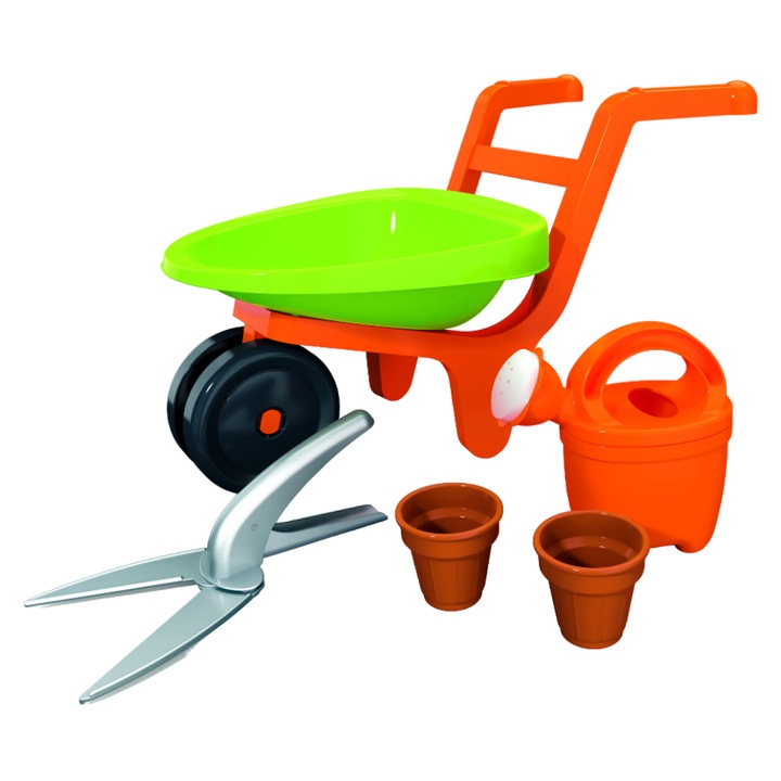 Játék talicska kerti szerszámokkal, giardino designnal