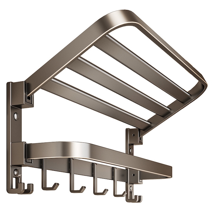 Raft pentru prosoape de baie, ventuza, ingrosata, pliabila, pentru depozitarea prosoapelor de baie, suport turn din aluminiu pentru prosoape de baie (50 cm)