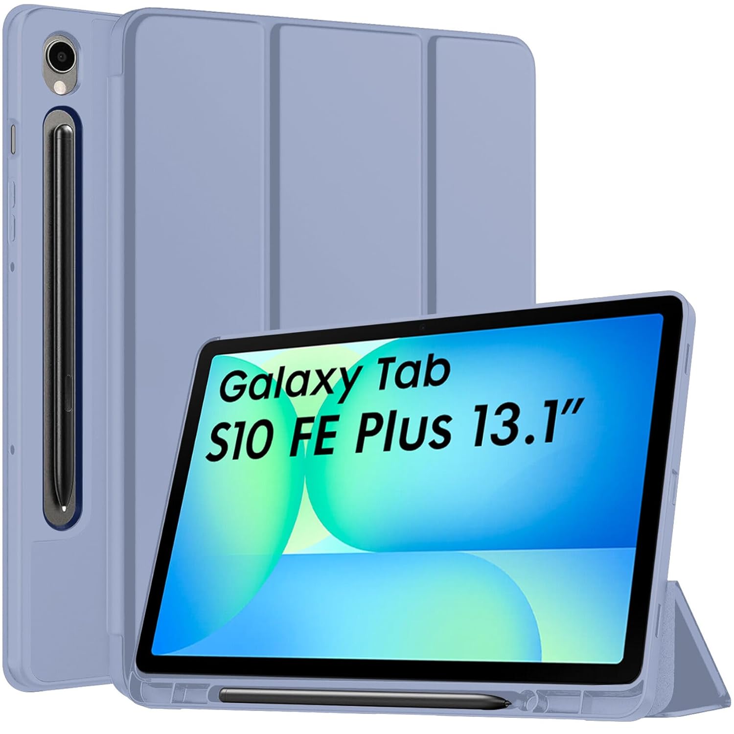 Husa pentru Samsung Galaxy Tab S10 FE+ Plus 13.1 inch Soft Shell cu functie wake-up/sleep si compartiment pentru stylus tip stand - Mov