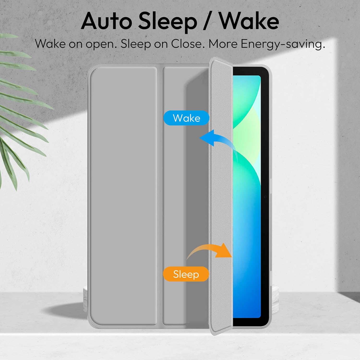 Husa pentru Samsung Galaxy Tab S10 FE+ Plus 13.1 inch Soft Shell cu functie wake-up/sleep si compartiment pentru stylus tip stand - Gri
