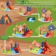 Комплект магнитни строителни блокове с 84 части, интерактивна детска играчка, Fudisenn, черешови цветове и лава, ярко оцветени, сензорна дейност, много творчески възможности за изграждане, за възраст 3-8 години, многоцветен